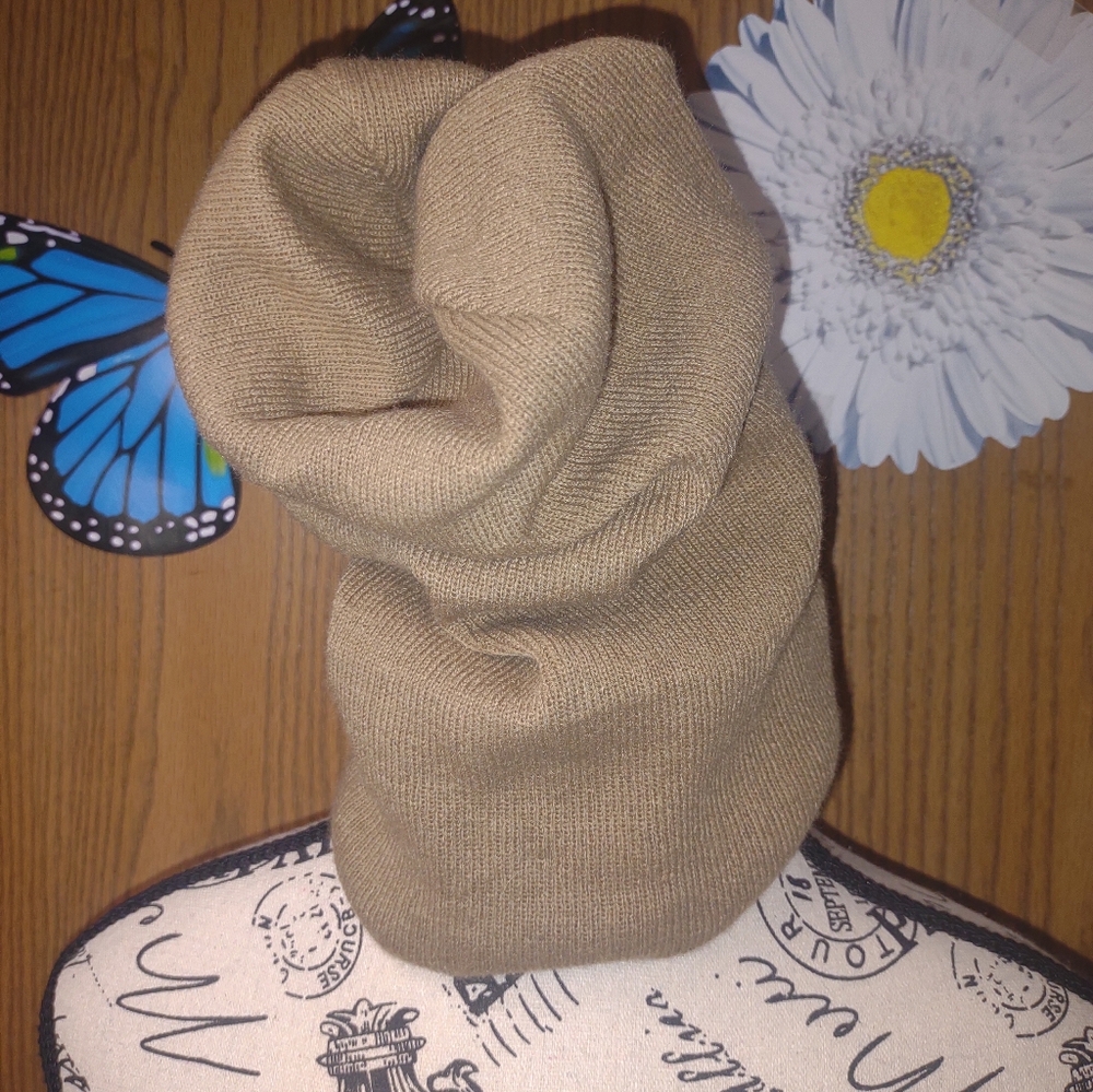 Tan Knit Beanie/Satin Lined - Picture 5 of 5